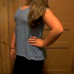 Women black and white striped shirt